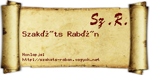 Szakáts Rabán névjegykártya